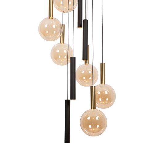 Lucide JOSIANE - Pendant light - Ø 55 cm - 6xG9 - Suitable for double-height spaces and high ceiling - Black | Vibes - detail 2
